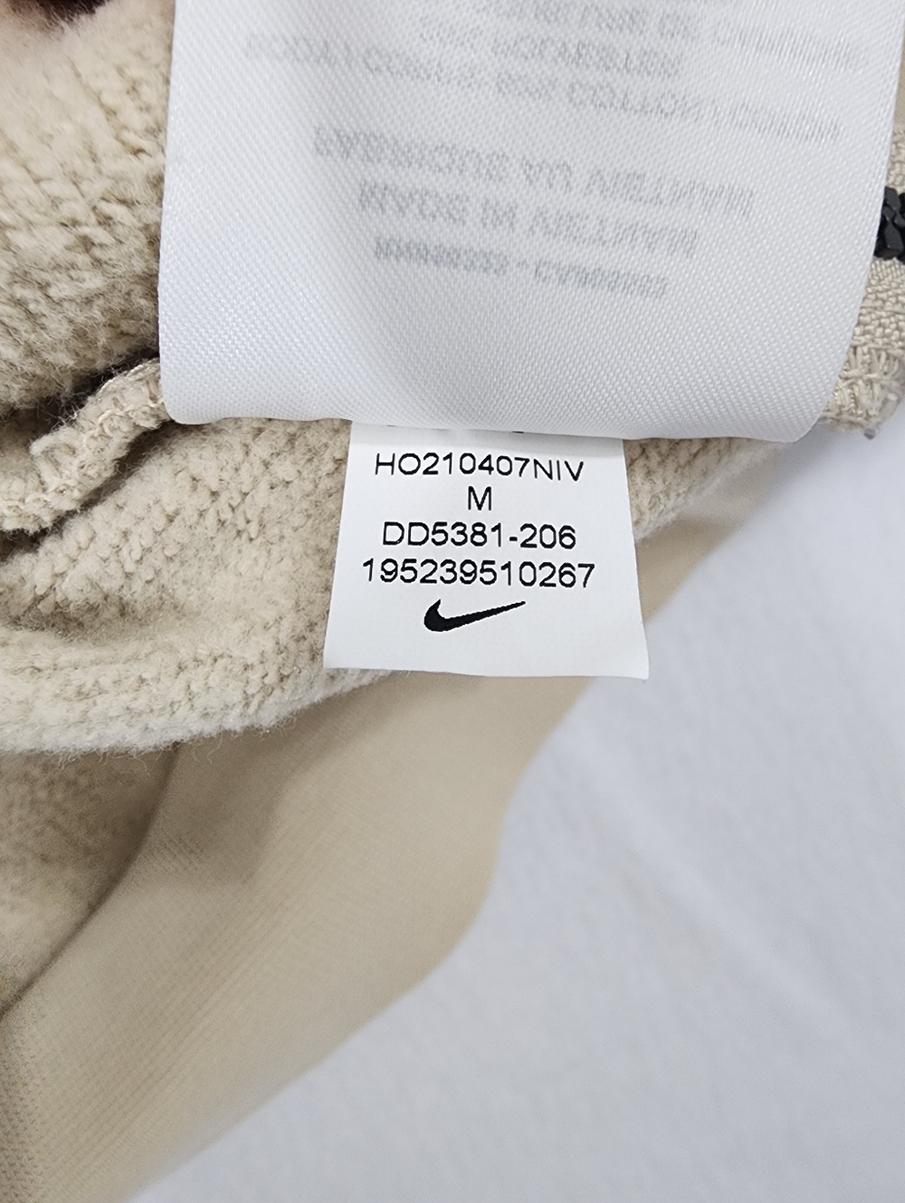 Nike Tech Fleece Cropped Hoodie Beige Cream Medium Zip Hem - Picture 10 of 12